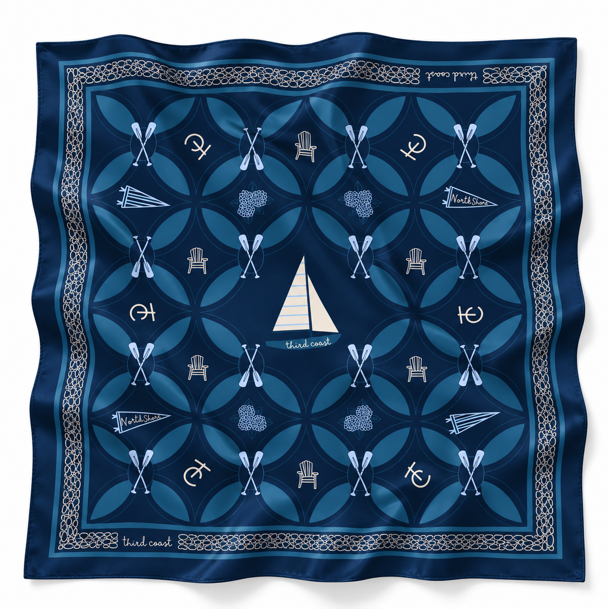 North Shore Silk Scarf, Navy