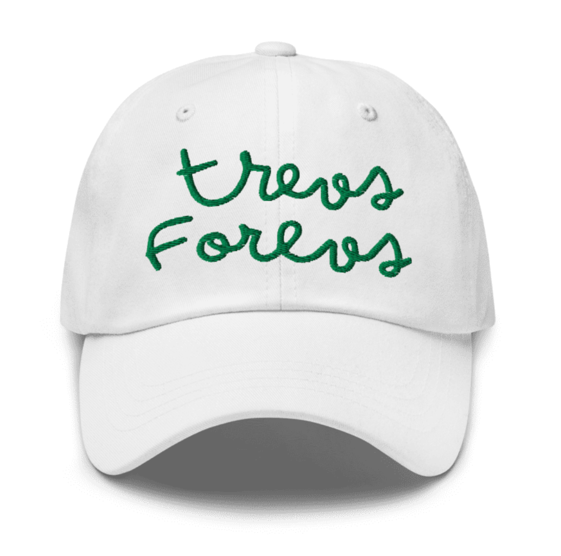 Trevs Forevs Graduation Hat, White & Green