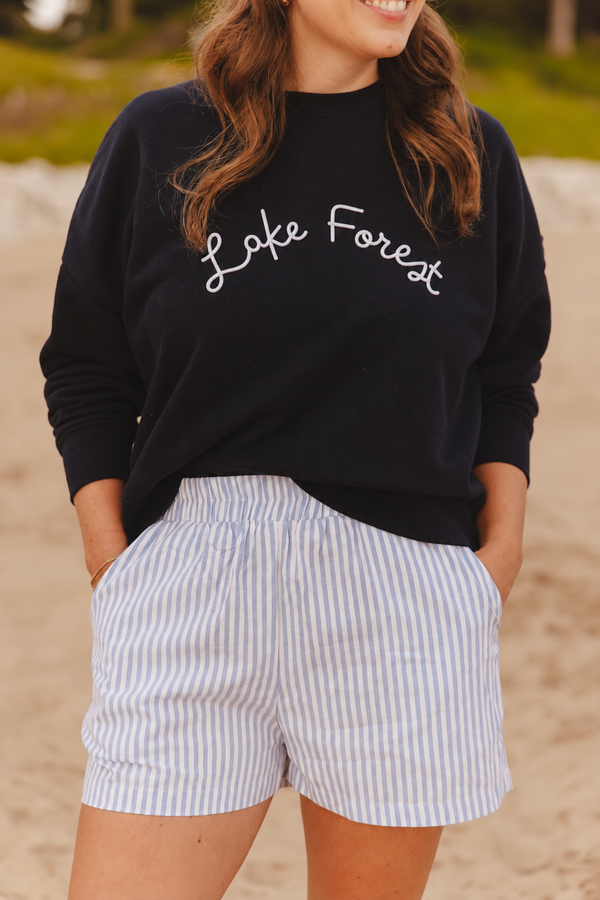Lake Forest Script Women's Crewneck, Navy