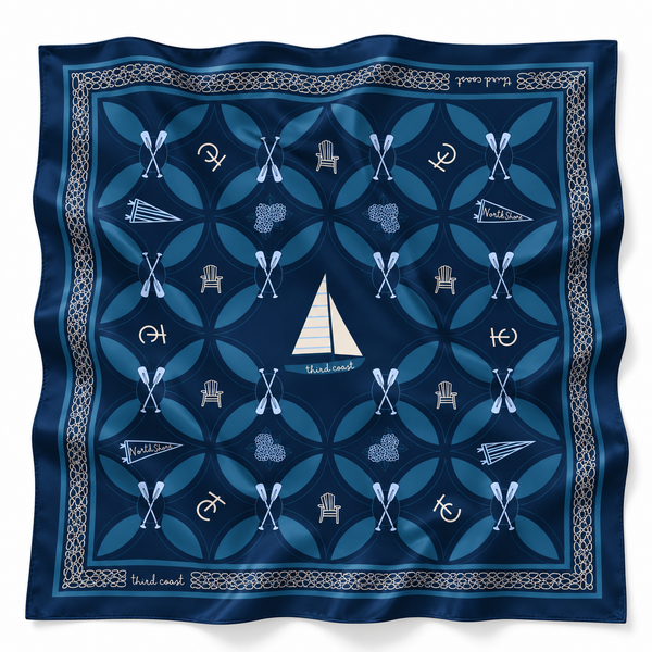 North Shore Silk Scarf, Navy