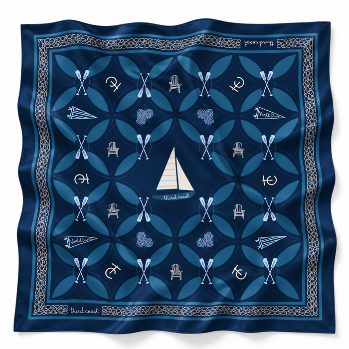 North Shore Silk Scarf, Navy