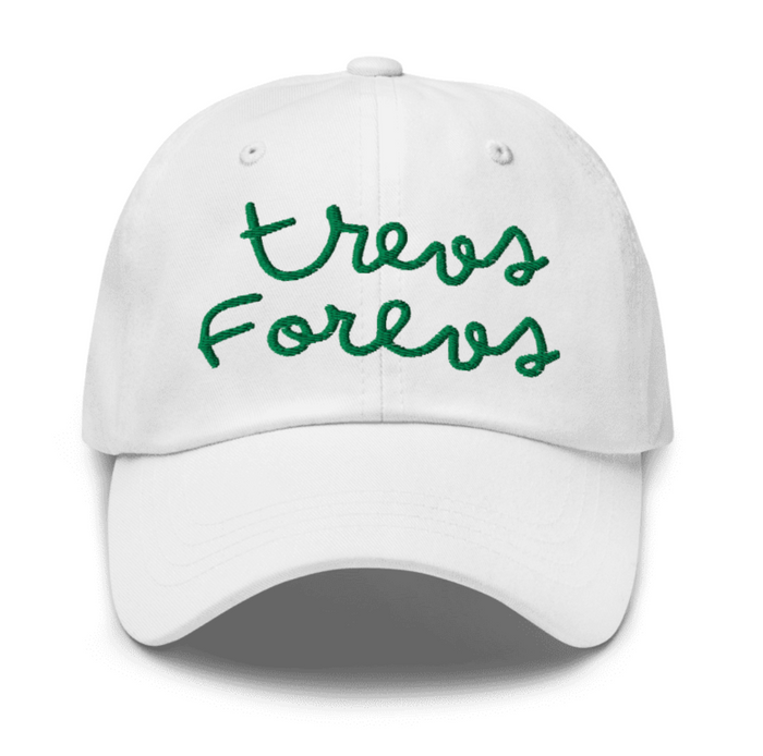 Trevs Forevs Graduation Hat, White & Green